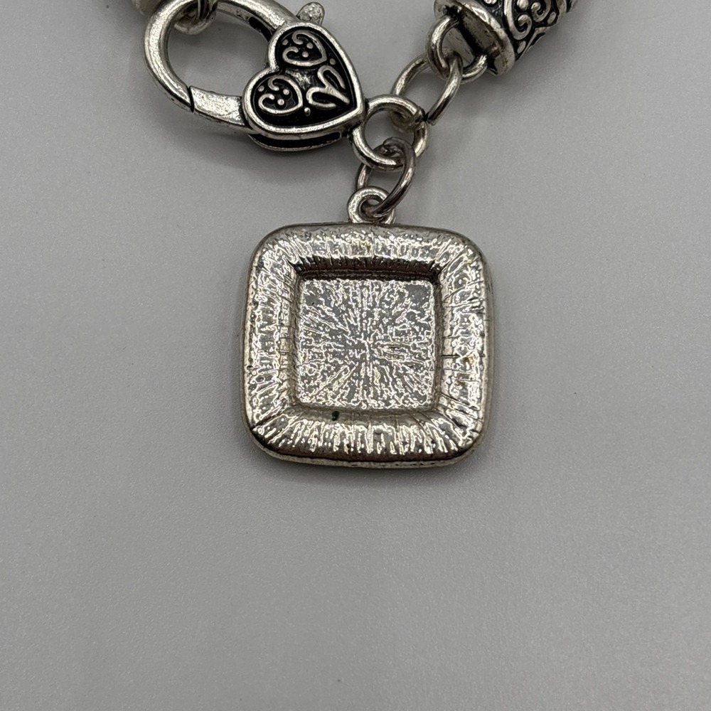 Silver Tone Initial B Charm Rhinestone Bracelet Chain Link - Picture 5 of 6